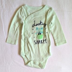 joe fresh pastel green snap kimono style long sleeve bodysuit 3-6 months baby